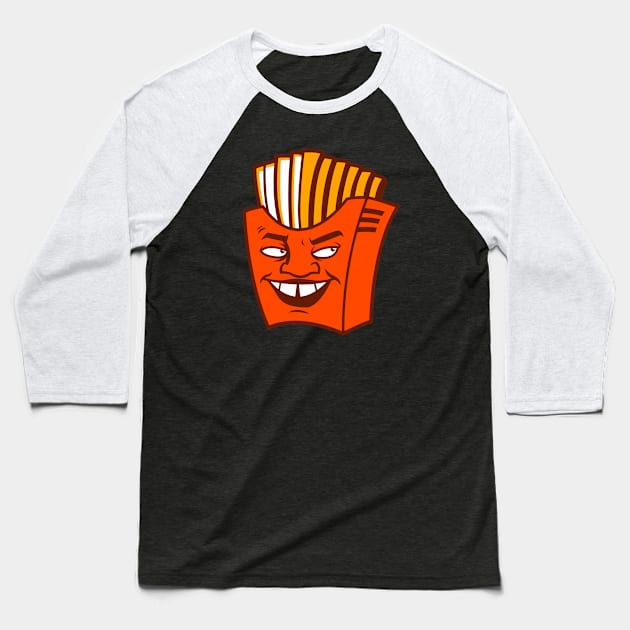 Sketchy Face Fries Baseball T-Shirt by InkyArt